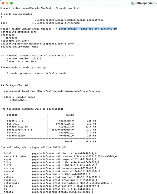conda env1